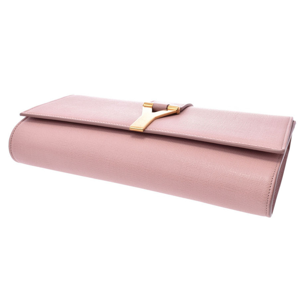 Saint Laurent Y Line Clutch Bag Pink Beige Pink Tan Calfskin YVES - Picture 3 of 11